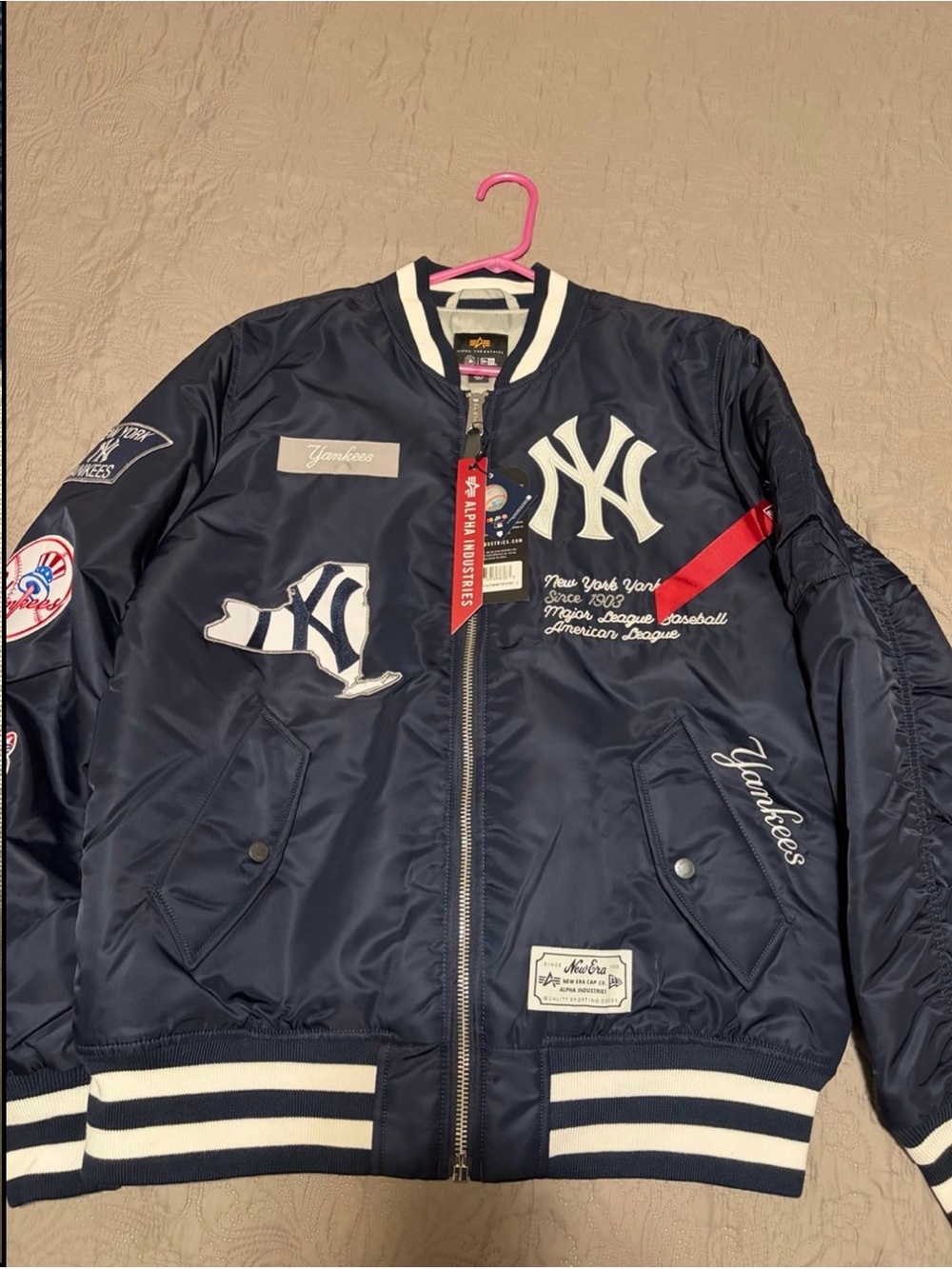Alpha Industries Navy & White New York Yankees Bomber Jacket